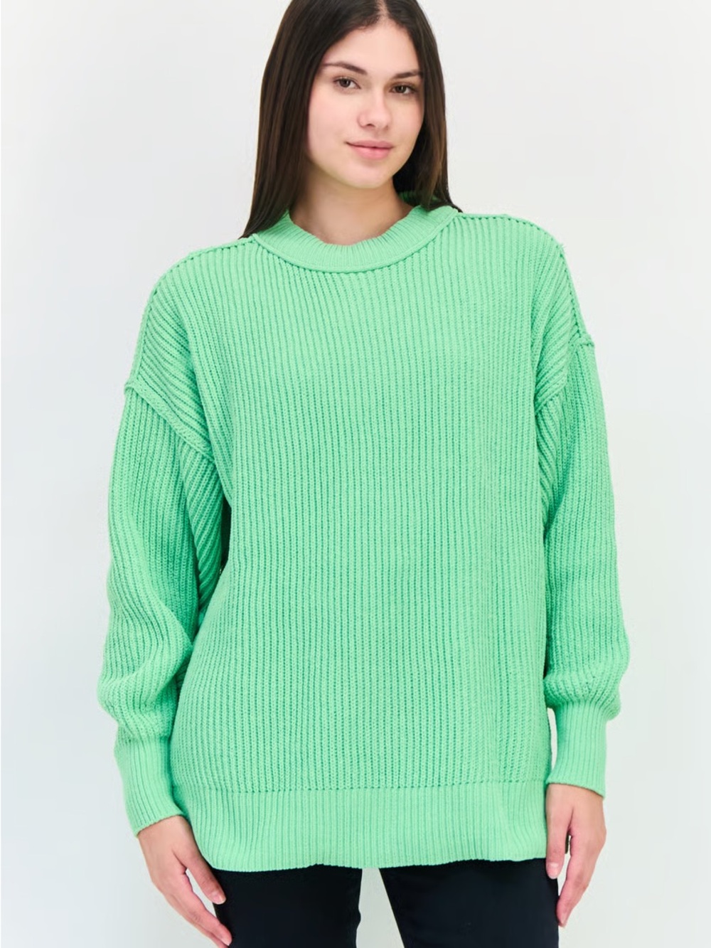 Aerie Mint Green Ribbed Crewneck Sweater